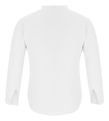 Blusa Casual De Lino De Algodón Liso Con Cuello Alto Y Boton