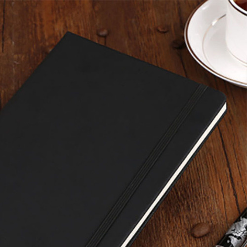 Cuaderno A5 Negro Cómodo Para Escribir, Funda De Piel Sintét