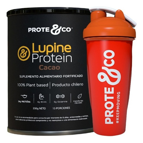 Proteína Vegana Prote&co Lupine Protein Cacao + Shaker Rosa