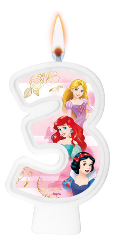 Número 3 - Vela Princesas Disney - Para Bolo E Aniversário