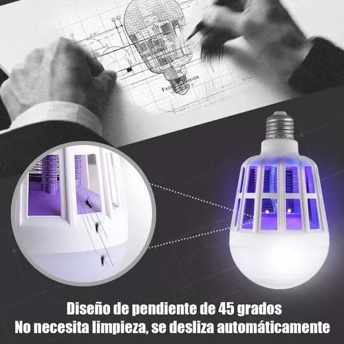 Lampara Mata Mosquitos Bombilla Led 15w E27 2 Modos