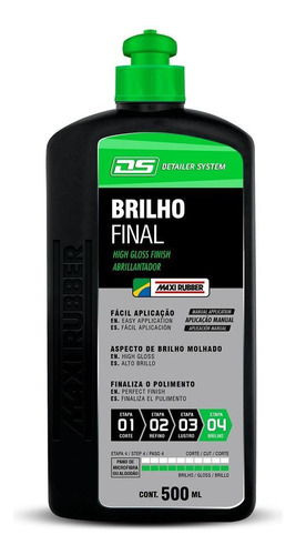 Liquido Polidor Brilho Final Ds 500ml Maxi Rubber