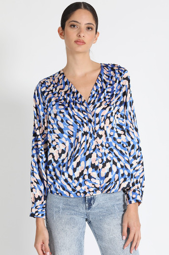 Blusa Camisera Estampado Azul Liola