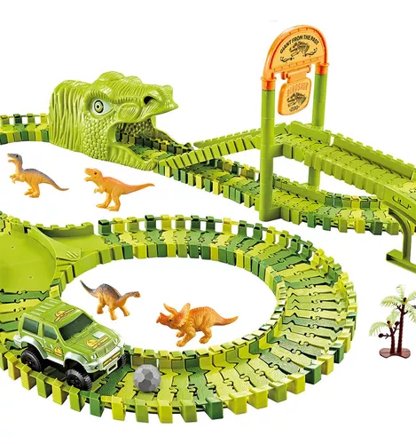 Dinosaurios Juguetes Niños 3 4 5 Años - Pista De Carreras Circuito Coches  para Niños con 14 Dinosaurios Juguetes Y 144 Pista De Coches Juegos Niños