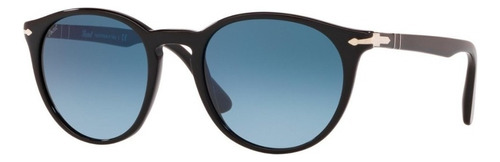 Óculos de sol Persol PO3152S Standard armação de acetato cor preto, lente azul de cristal degradada, haste preto de acetato