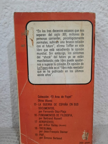 El Shock Del Futuro Alvin Toffler (Usado)