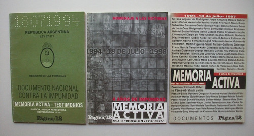 Lote De 3 Libros - Memoria Activa - Atentado Amia