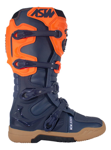 Bota Asw Elevate Enduro Azul Laranja Cross Motocross Trilha