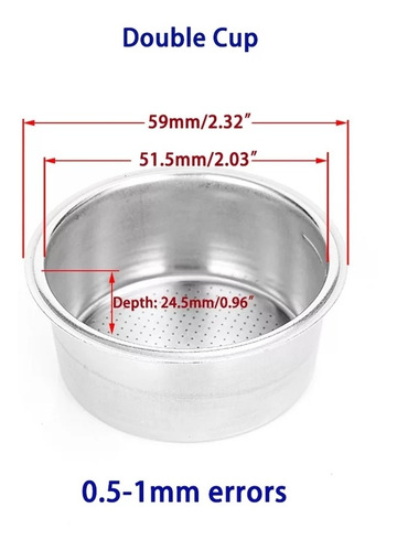 Filtro De 51mm Acero Inox P/2 Tazas Cafeteras Krups Delonghi