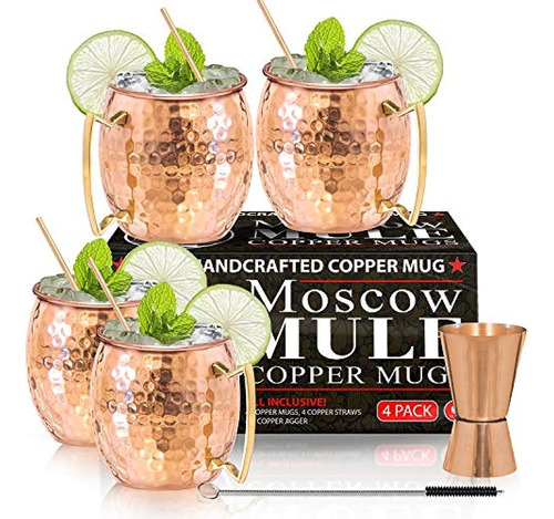 Vasos Moscow Mule Copper Mugs - Juego De 4 - 100% Artesanal