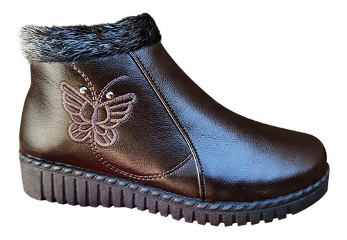Zapato Marrón Mujer Para Invierno Chiporro Con Mariposa 7149