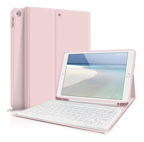 Funda C/teclado Aoub Para iPad 9g/8g/7g 10.2in Wireless/pink