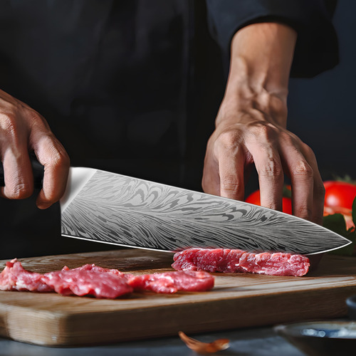 Shanzu Cuchillo De Chef De Acero En Polvo,cuchillo De Filete Color Plateado