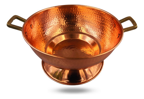 Champanheira Em Cobre C/ Alça De Bronze Martelada 10 Litros