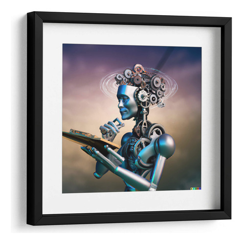 Cuadro Enmarcado Negro Con Marialuisa Machine Learning 60x60