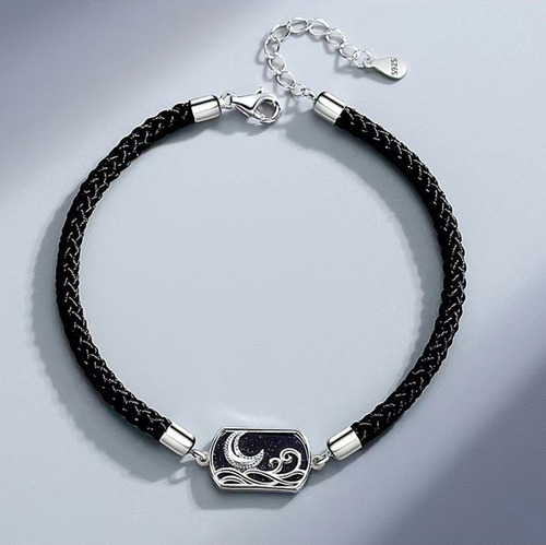 Pulseras Parejas Estrella Y Mar Plata 925 Regalos Unisex