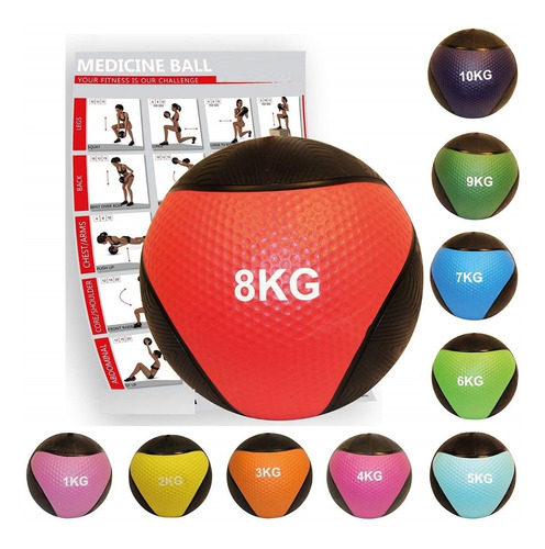 Balon Medicinal 8 Kilos Con Rebote Crossfit Gym