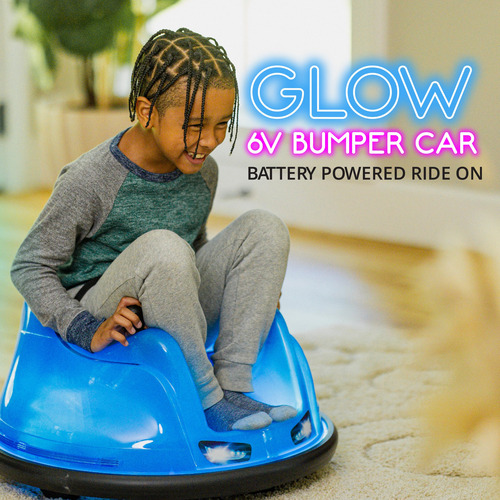 Bumper Car Flybar Blue Glow 6v Battery For Kids 1.5+ Years