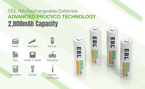 Imagen 6 de 8 de Baterías Pilas Recargables Aa Ebl 1.2v 2800mah