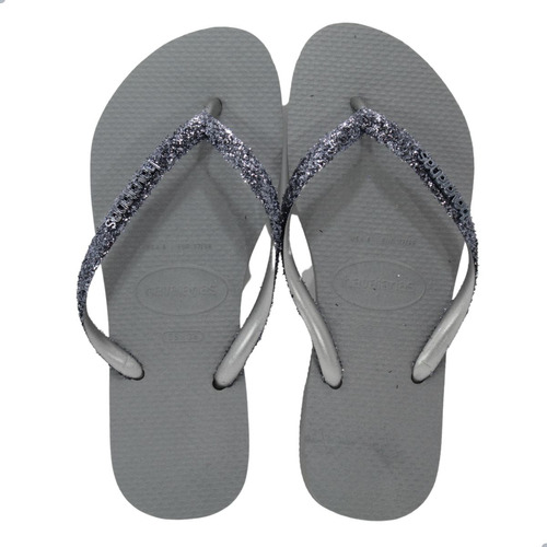 Chinelo Feminino Adulto Havaianas Slim Brilho Glitter Tiras