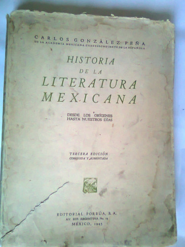 Libro Antiguo Historia De La Literatura Mexicana Carlos Peña