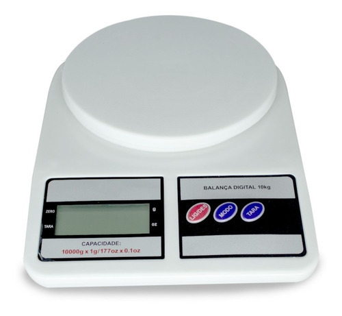 Balança Digital De Precisão Cozinha 10kg Dieta Capacidade Máxima 10 Kg Cor Branco