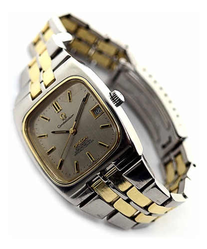 Omega Constellation Aço E Ouro Maciço 18k Relogio Automatico Chronometer Calendario Segundeiro Tinge Assinado J21693