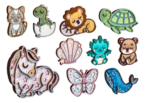 Pack De 10 Vectores Luz Nocturna Infantil