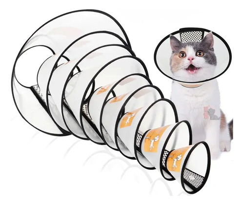 Colar Cirúrgico Para Gatos Elizabetano Cães Pets Do N1 Ao N7 Cor Transparente Tamanho da coleira 3 (28-35 cm Pescoço)