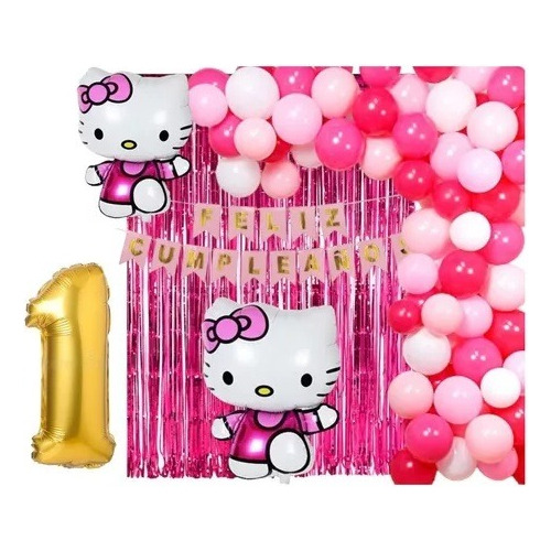 Combo Globos Hello Kitty Cortina Numero Arco Deco