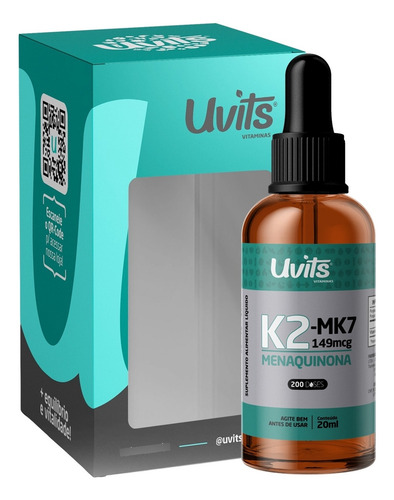 Vitamina K2 Mk-7 149mcg 20ml ( 200 Doses ) - Uvits Sabor Sem Sabor