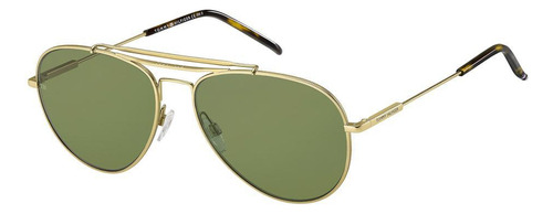 Óculos De Sol Tommy Hilfiger Th 1709/s Aoz/qt-58 Cor da armação Dourado Cor da haste Dourado Cor da lente Verde Desenho Aviador