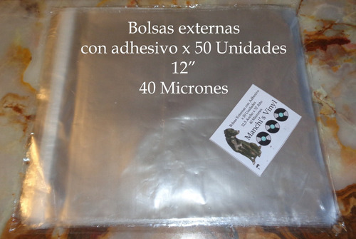 50 Bolsas Externas Con Adhesivo Para Discos De Vinilo