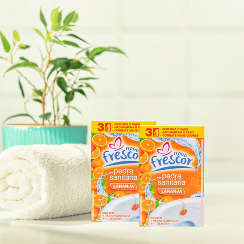 5 Unid. Pedra Sanitária Banheiro 22g Frescor Laranja