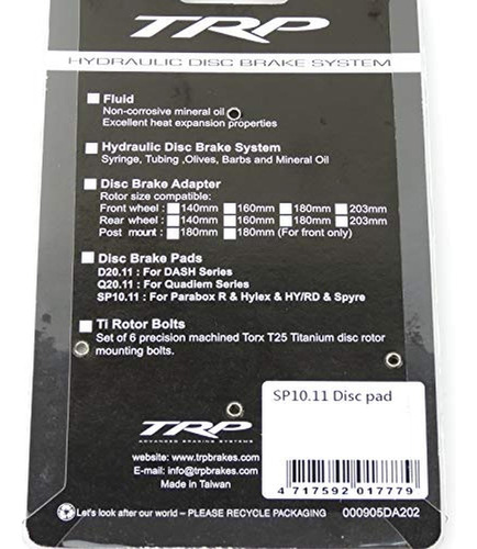 Trp Hy/rd/spyre/parabox R Pastillas De Freno De Disco De Rep