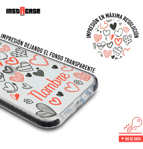 Funda Para iPhone Corazones Personalizada Con Nombre