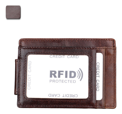 Cuero Genuino Clip De Dinero De Los Hombres Rfid Tarjetero