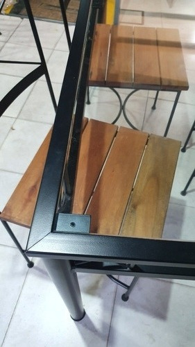 Imagen 6 de 9 de Mesa Comedor Industrial Hierro Y Madera 140x80x78 + 4 Sillas