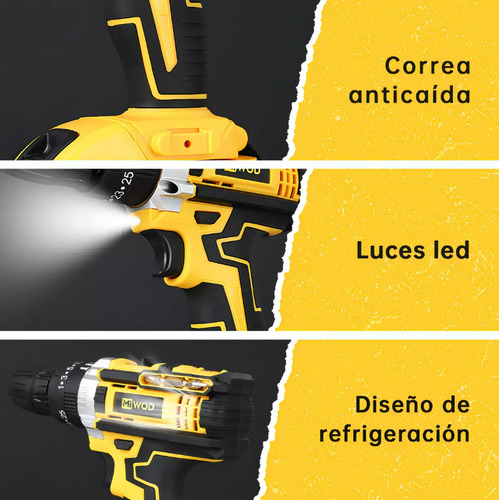 Taladro 28v Inalámbrico Recargable 2 Baterías Y Herramientas