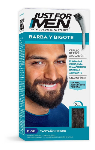 Tinte Para Caballero Just For Men Barba Y Bigote Castaño Negro 28g