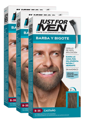 Kit X3 Tintura Gel Hombre Barba Bigote Just For Men Vs Tonos