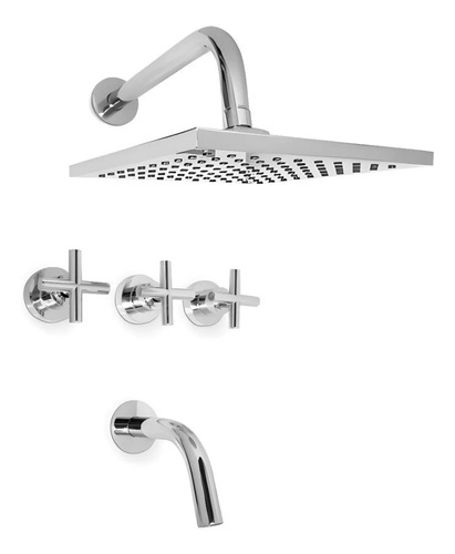 Griferia Ducha Y Bañera Aqualaf Aqua Cruz Banioferta Cromo 81031 Baño Metal Cromado