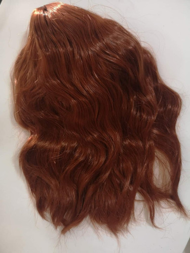 Peluca Pelirroja Corta Naranja Cabello Rizado Curly Color café Tamaño de la base unitalla