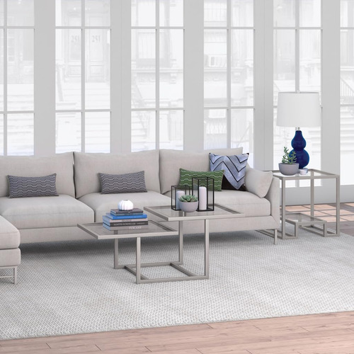Homeroots 43 Silver Glass Square Coffee Table With Two