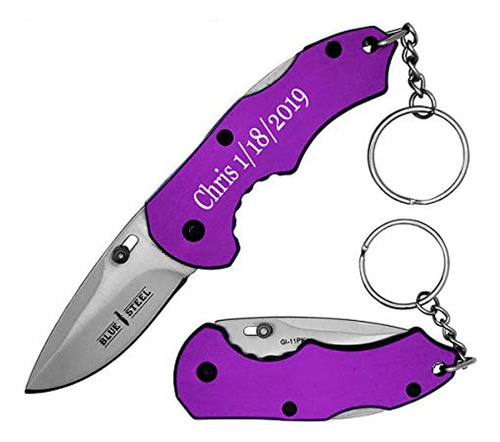 Cuchillo De Bolsillo Regalos Para Hombres Grabado, Morado