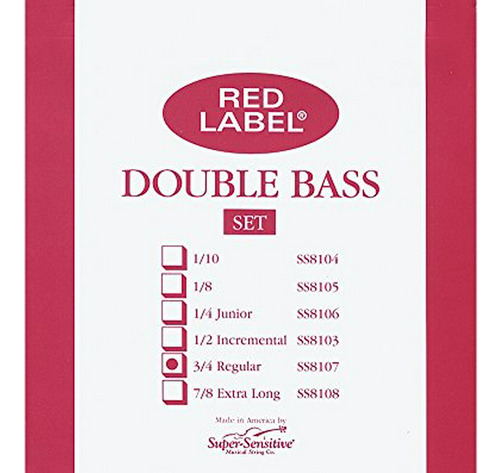 Super Sensitive Red Label 8107 Set De Cuerdas Bajo, 3 4