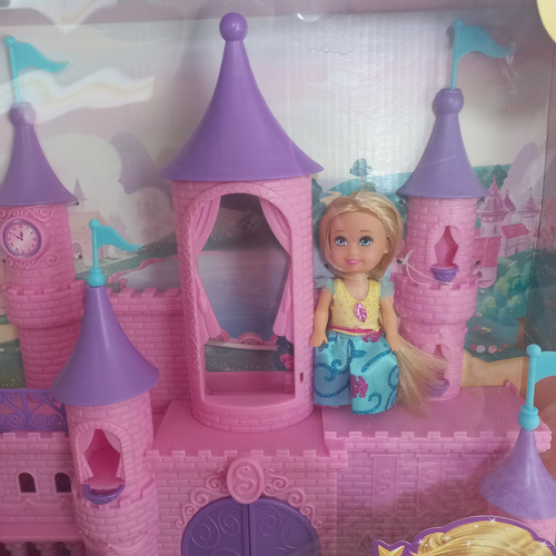 Castillo Princesa Rosa 34cm + Muñeca 10cm Casita Juguete
