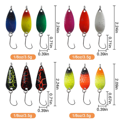 Señuelos De Pesca Con Cuchara Para Pesca De Truchas, 12 De