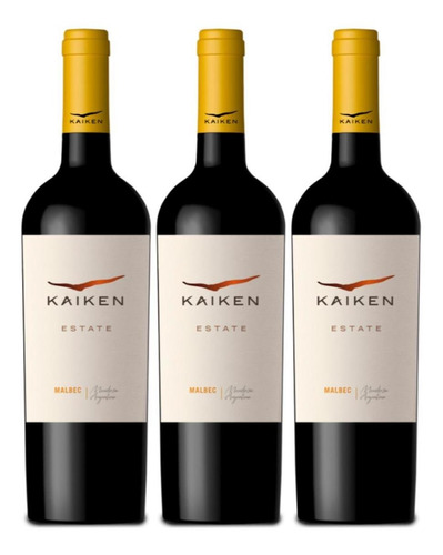 Vino Kaiken Estate Malbec Tinto 750 Ml X3 Oferta Fullescabio