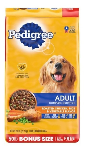 Pedigree Nutricion Completa Sabor A Pollo Asado, Arroz 50 Lb